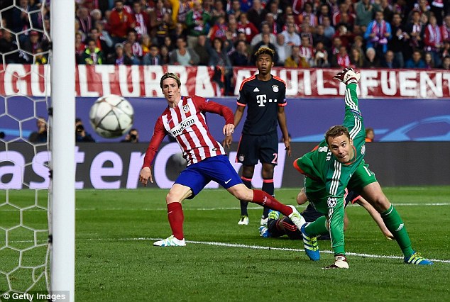 Fernando Torres var så nære ved å dobble ledelsen mot Bayern Munchen, men marginene var ikke på hans side.